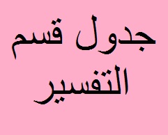 جدول المحاضرات لقسم التفسير 